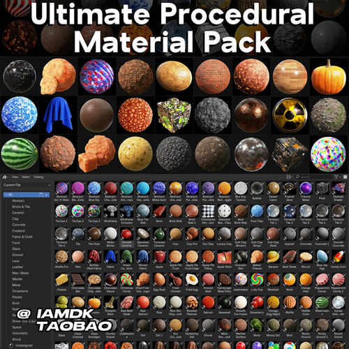 Blender 335组常用程序化3D贴图材质资产预设包
