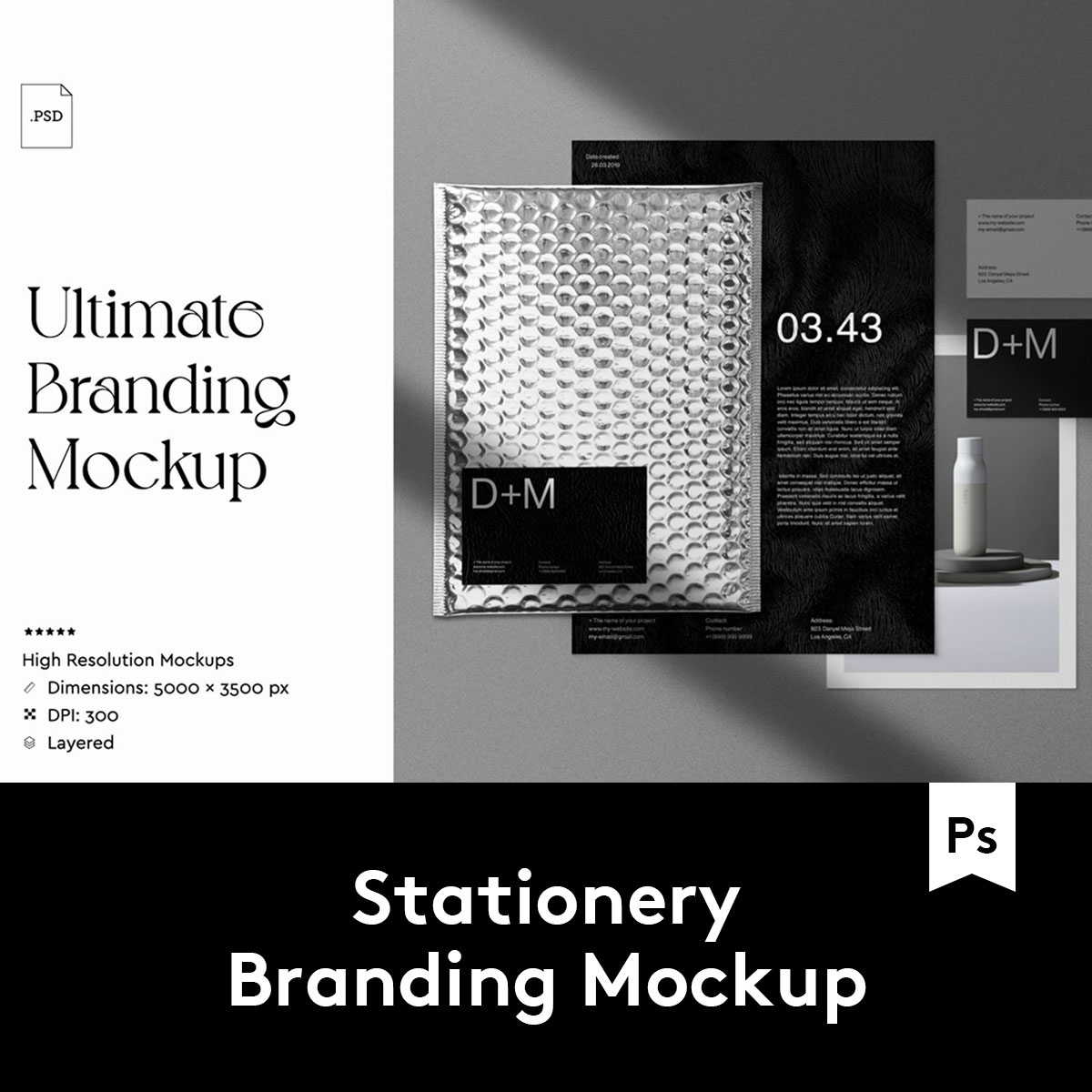 Stationery Brand Mockups黑色品牌办公用品样机模板 2020051402-封面