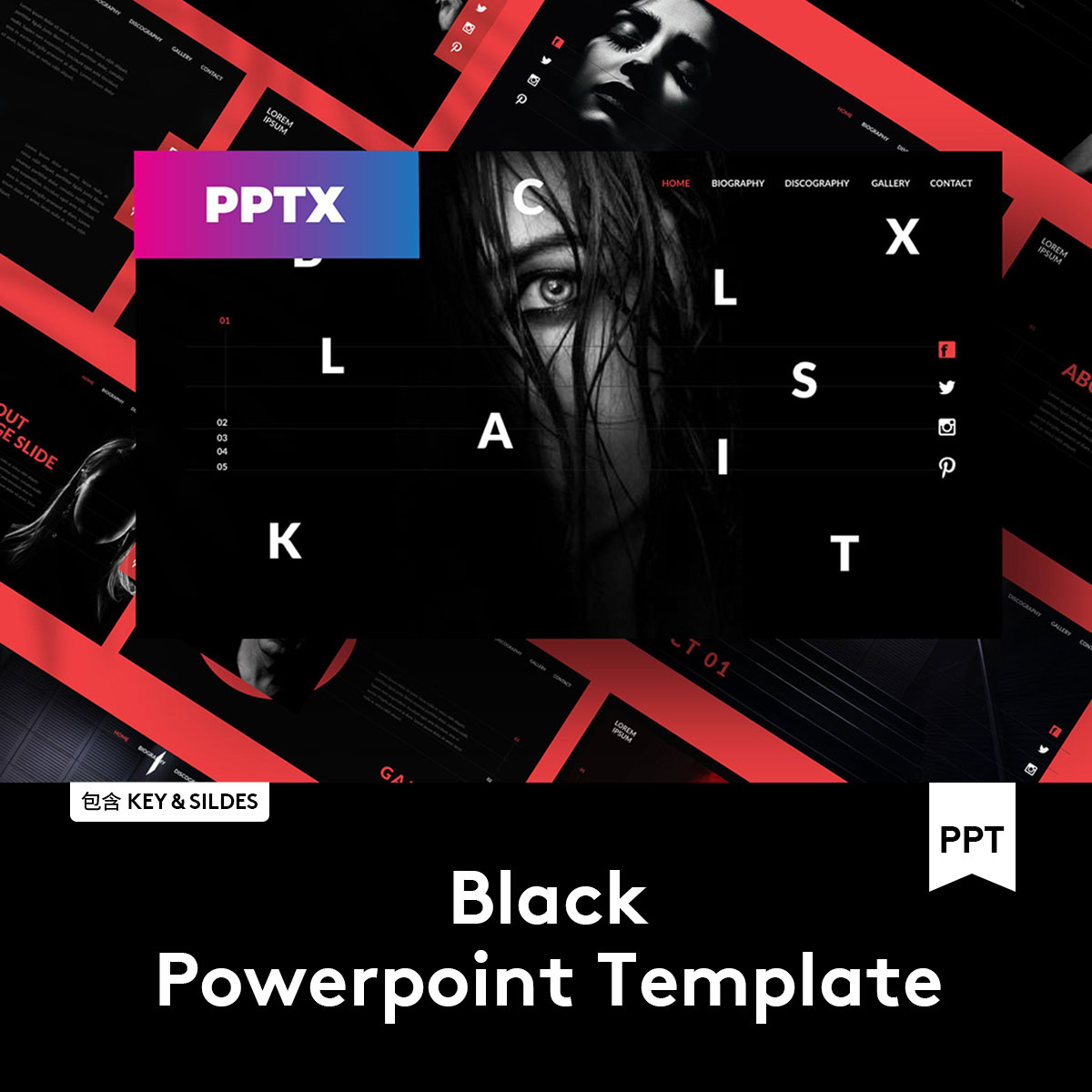 Black Template 潮流炫酷黑色商业PPT演示文稿模板 P20