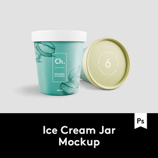 冰激凌酸奶包装盒外观设计展示效果图PSD智能贴图样机模板PS素材