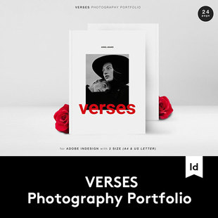 摄影作品集艺术绘画服装杂志宣传册画册设计INDD模板ID排版素材