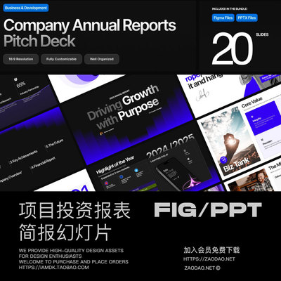 20页国外战略投资项目策划企业年度报表幻灯片设计ppt/figma模板