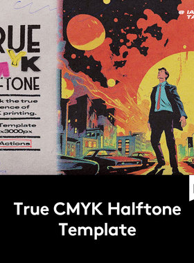 复古半调波点点状漫画风人像图像修图特效PS滤镜插件动作样机模板