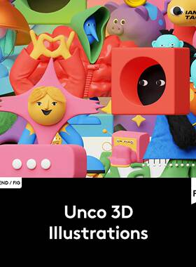 150款卡通3D趣味人物公仔界面图标抽象插画BLEND/FIG/PNG格式素材