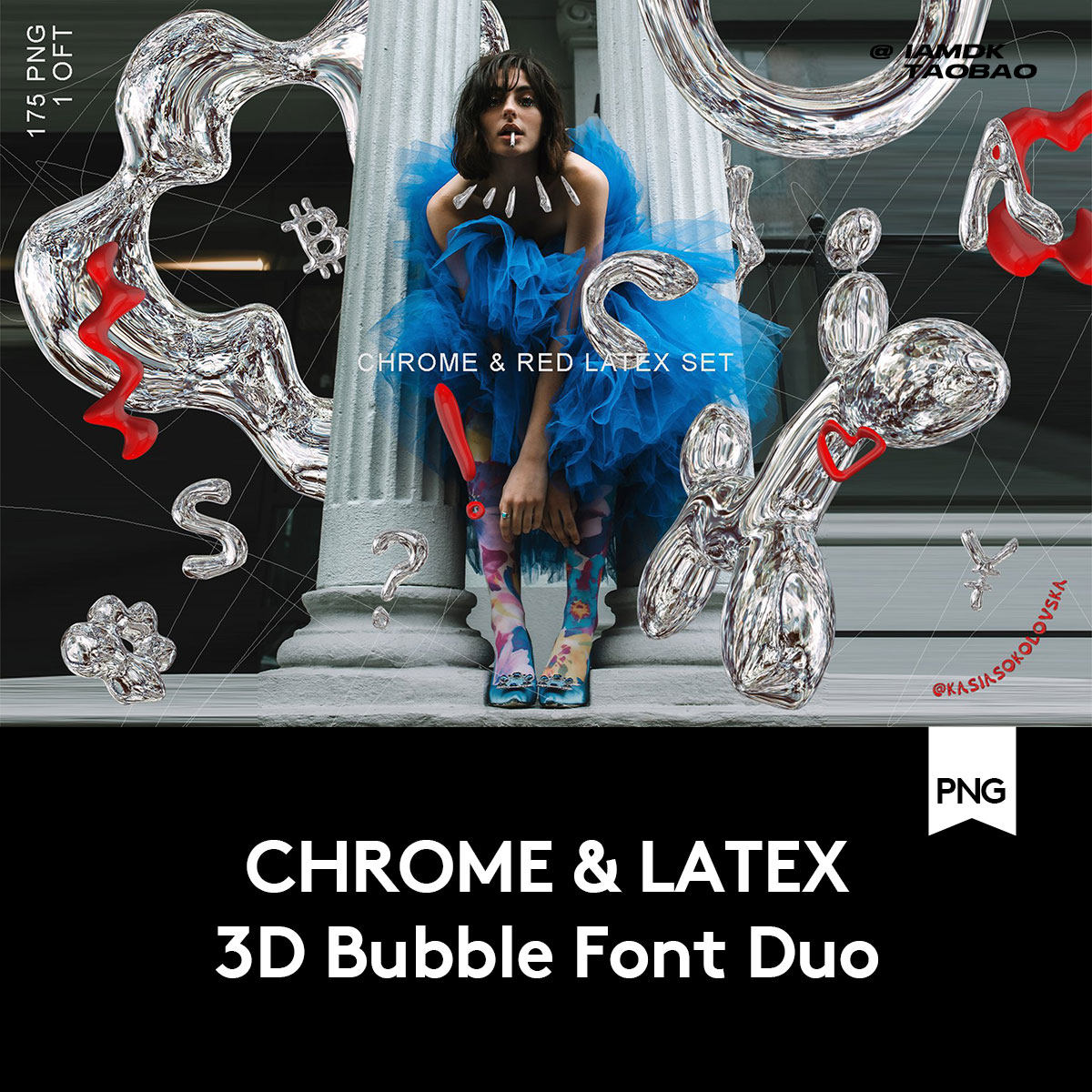 未来3d金属镀铬铝箔红色乳胶气泡气球字母数字符号png免抠图素材