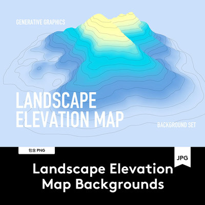 Elevation Map Backgrounds 10款抽象等高线渐变山谷丘陵背景素材