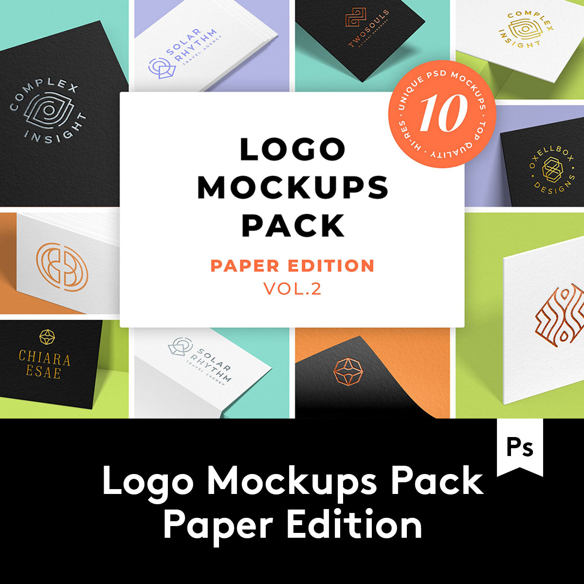 Logo Paper Mockups Pack 10款徽标标志LOGO样机模板 M2020062402-封面