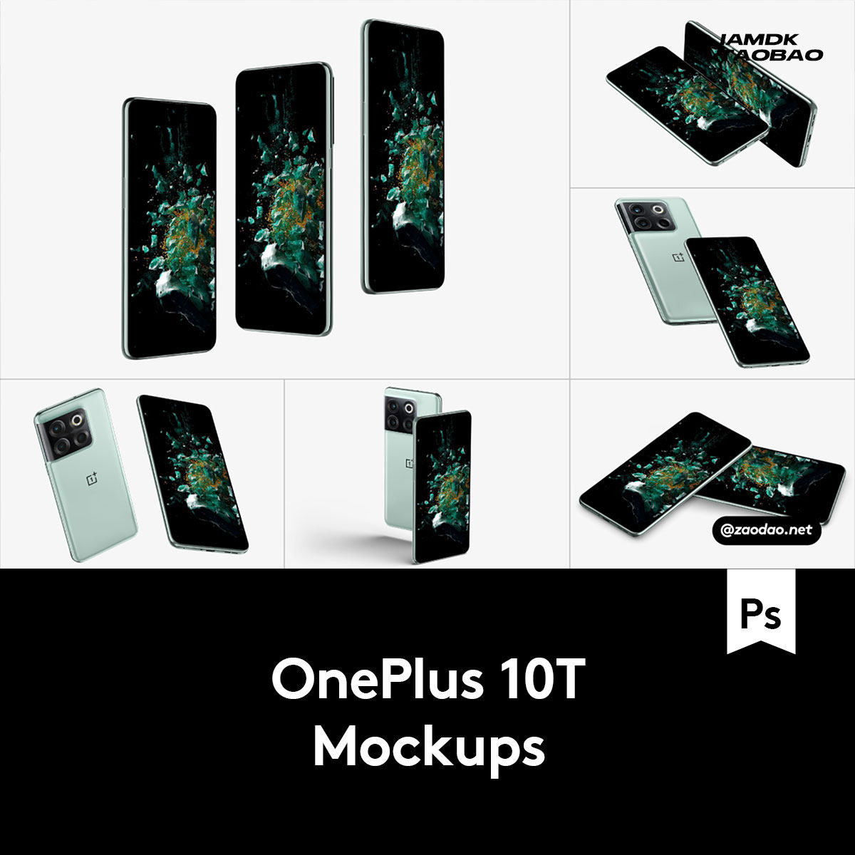 20款时尚逼真安卓oneplus 10t一加手机屏幕贴图演示psd样机模板