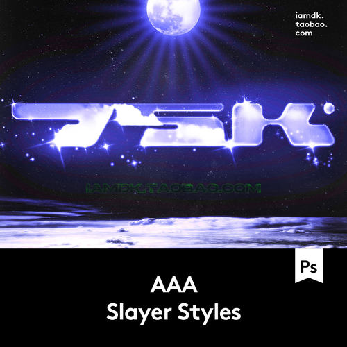 潮流霓虹朋克未来3D立体文本标题徽标设计PS图层样式预设源文件