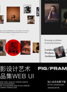 8屏摄影艺术视觉设计作品集网站用户界面UI设计Figma/Framer模板