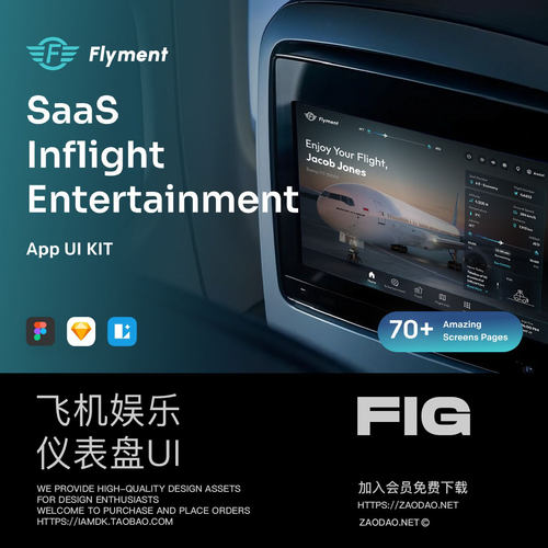 70+屏飞机火车公共汽车SaaS娱乐管理仪表盘UI界面设计Figma模板
