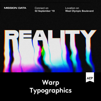 潮流扭曲起伏虹彩经线印刷标题徽标Logo设计动态演示AE视频模板