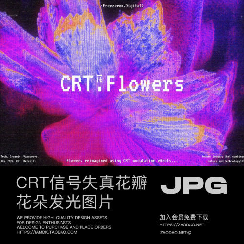 47款CRT信号失真故障扫描发光磷光体般花瓣花朵5K高清图设计素材