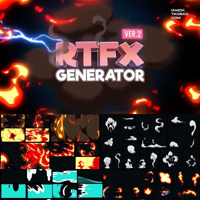 AE脚本-1850组手绘游戏火焰烟雾水流雷电能量MG动画V2.8 RTFX