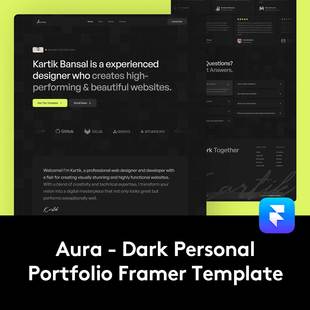 创意暗黑个人摄影设计作品集网站web ui界面设计framer模板素材