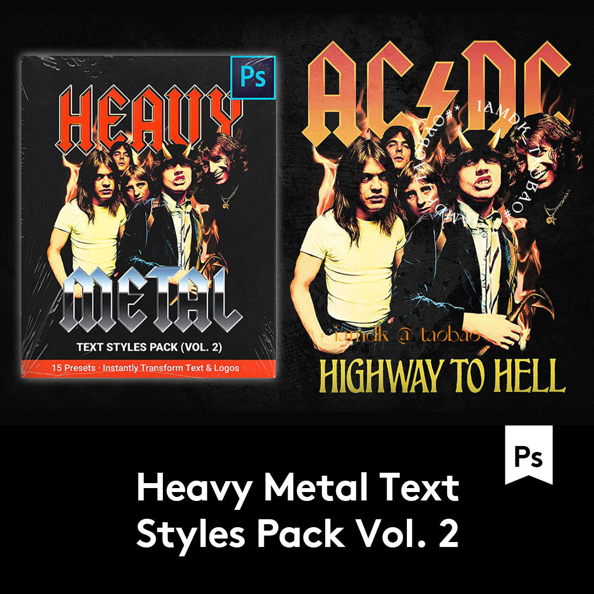 潮流复古巴洛克重金属嘻哈电音封面标题徽标Logo设计PS样式素材