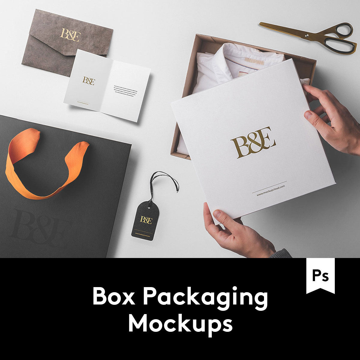 box packaging mockups 衣服/鞋包装盒设计样机模板 m2020033112