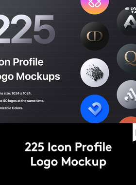 225款现代扁平金属不锈钢图标icon标志logo设计创建者ps样机模板
