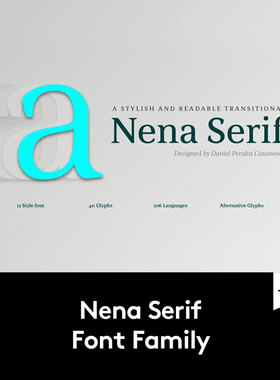 Nena Font 现代时尚杂志海报标题徽标Logo设计衬线英文字体安装包