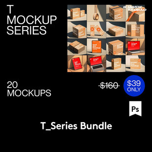 20款高级快递包装纸盒名片MacBook电脑iPad胶带展示贴图PSD样机