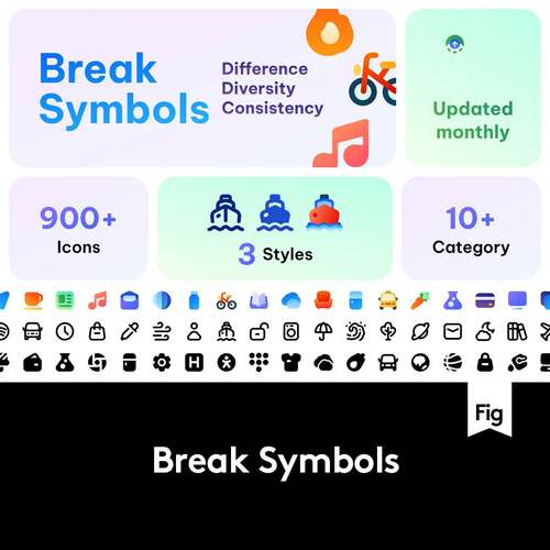 900+款时尚网站APP用户界面设计矢量线稿图标Icons设计Figma素材