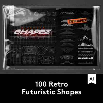 Retro Futuristic Shape 100款潮流复古矢量几何图形 G2020041401