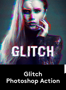 Glitch Photoshop Action 故障风照片后期处理PS动作 A2020041201