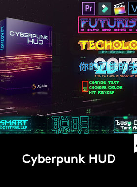 AE模板-潮流机能赛博朋克未来科幻横竖屏文字标题背景动画素材