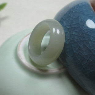 和田玉青白玉戒指天然玉石青白玉指环玉戒指大拇指复古玉石玉戒指