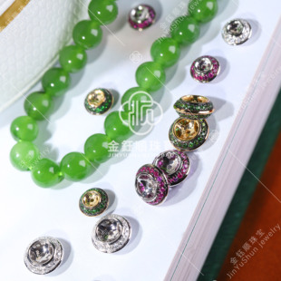 金钰顺珠宝 18K金隔片钻石珠链红宝石翡翠珍珠项链镶嵌配件AU750