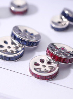 珍珠翡翠项链手工DIY配件AU75018K金镶嵌红蓝宝石隔片支持复检