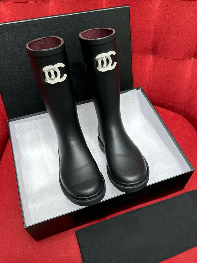 Yang Mi's same rain boots European station 2025 new star water shoes waterproof knight boots double C women's boots