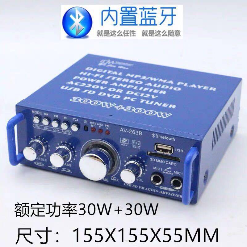 迷你小功放双声道功率大收音机蓝牙插卡U盘收音家用车载12V220V