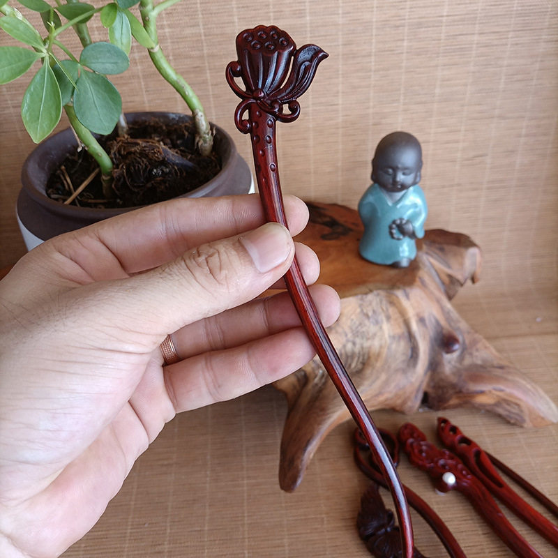 紫檀木簪子步摇发簪古风发饰女生古典盘发钗子复古中国风汉服头饰