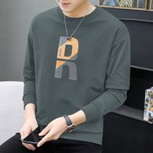 320g重磅春秋季 t恤 圆领无帽长袖 卫衣男加绒加厚保暖打底衫 秋冬款