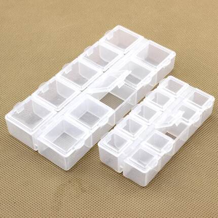 10格方盒收纳盒PP透明塑料首饰品盒便携分类独立开盖长方形盒子