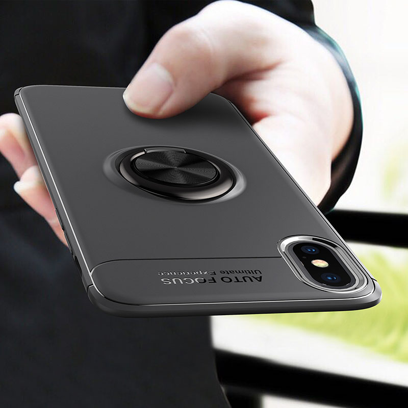 iphone苹果带指环黑色高档手机壳