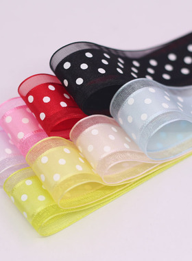 25新款其他配件双边印点丝带 圆点波点iy手工制作发饰材料发夹