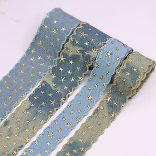 芽邊金星牛仔織帶DIY手工蝴蝶結(jié)發(fā)飾材料禮品絲帶演出服飾緞帶