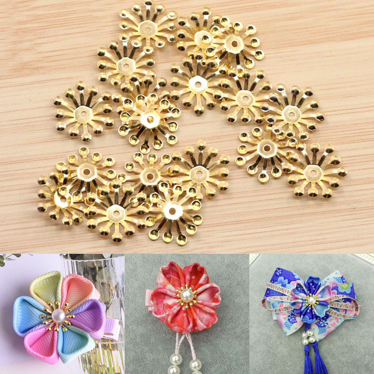 diy饰品配件合金花心发饰手工制作材料花托和风蝴蝶结花芯材料