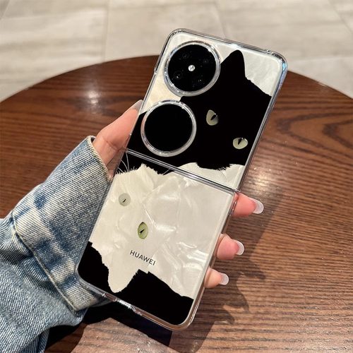 适用华为pocket2手机壳新款HW绿眼猫咪p60pocket折叠屏透明小清新S保护套艺术pockets时尚小众p50防摔女