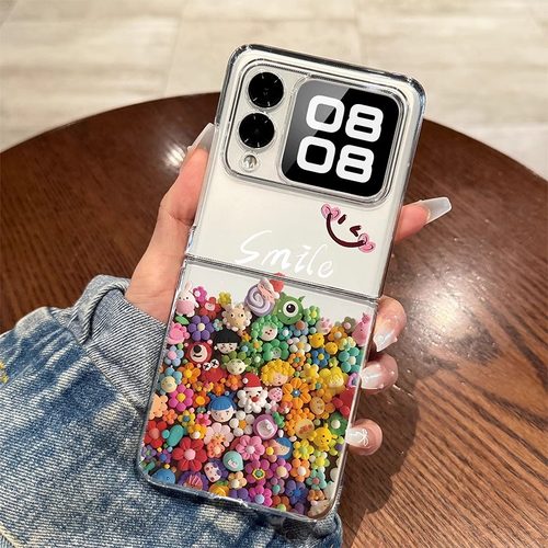 适用华为novaflips手机壳新款卡通小公仔Nova Flip折叠屏透明保护套flip超薄后壳全包防摔个性nova女款ins