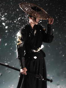 风雅司制原创正品碧霄中国风潮帅气男女黑红交领酷飒侠汉服非古装