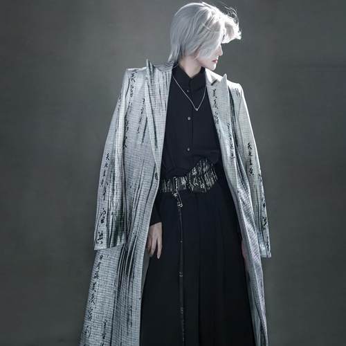 书法毛呢大衣国风新中式原创设计