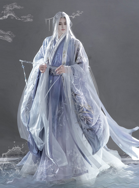 风雅司制店庆【岁寒三友】紫色大袖飘交领汉元素现代汉服改良男