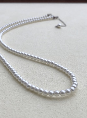 4mm小米珠项链白色极光小米珠项