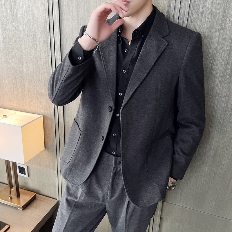 18세 의상 정장 남자의 가볍고 성숙한 모직 정장 가을 겨울 새로운 HUALIU 비즈니스 캐주얼 플러스 벨벳 정장 재킷