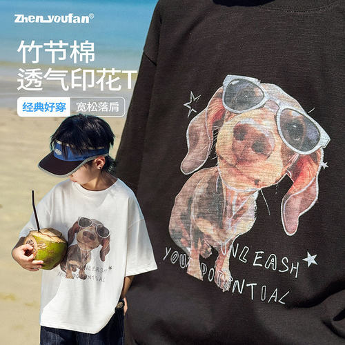 童装男童短袖T恤2026夏季新款儿童印花透气上衣大童夏装休闲半袖