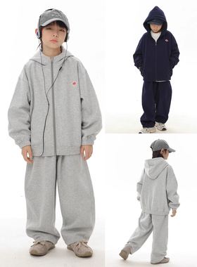 休闲卫衣套装男童2026春装新款中小童宽松运动连帽长袖衫男宝外套