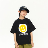 打底T恤衫 童装 男童中大童宽松印花短袖 高街半袖 短袖 2026春夏新款